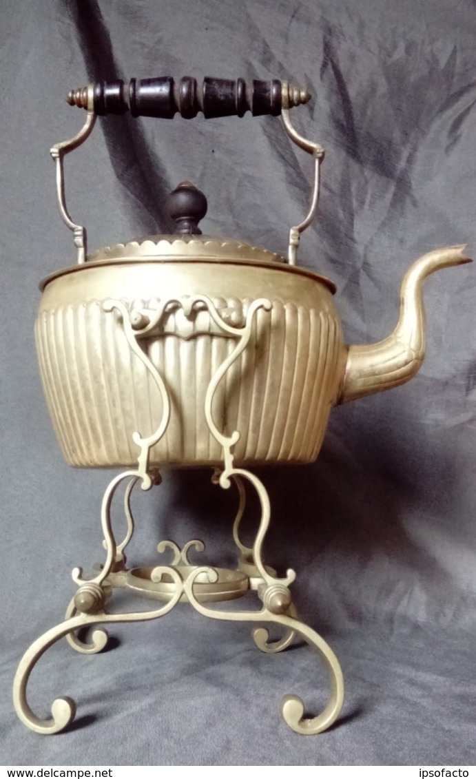 Théière Bouilloire William Soutter Son XIXème SWS & B Brass Teapot 19th - Cuivres