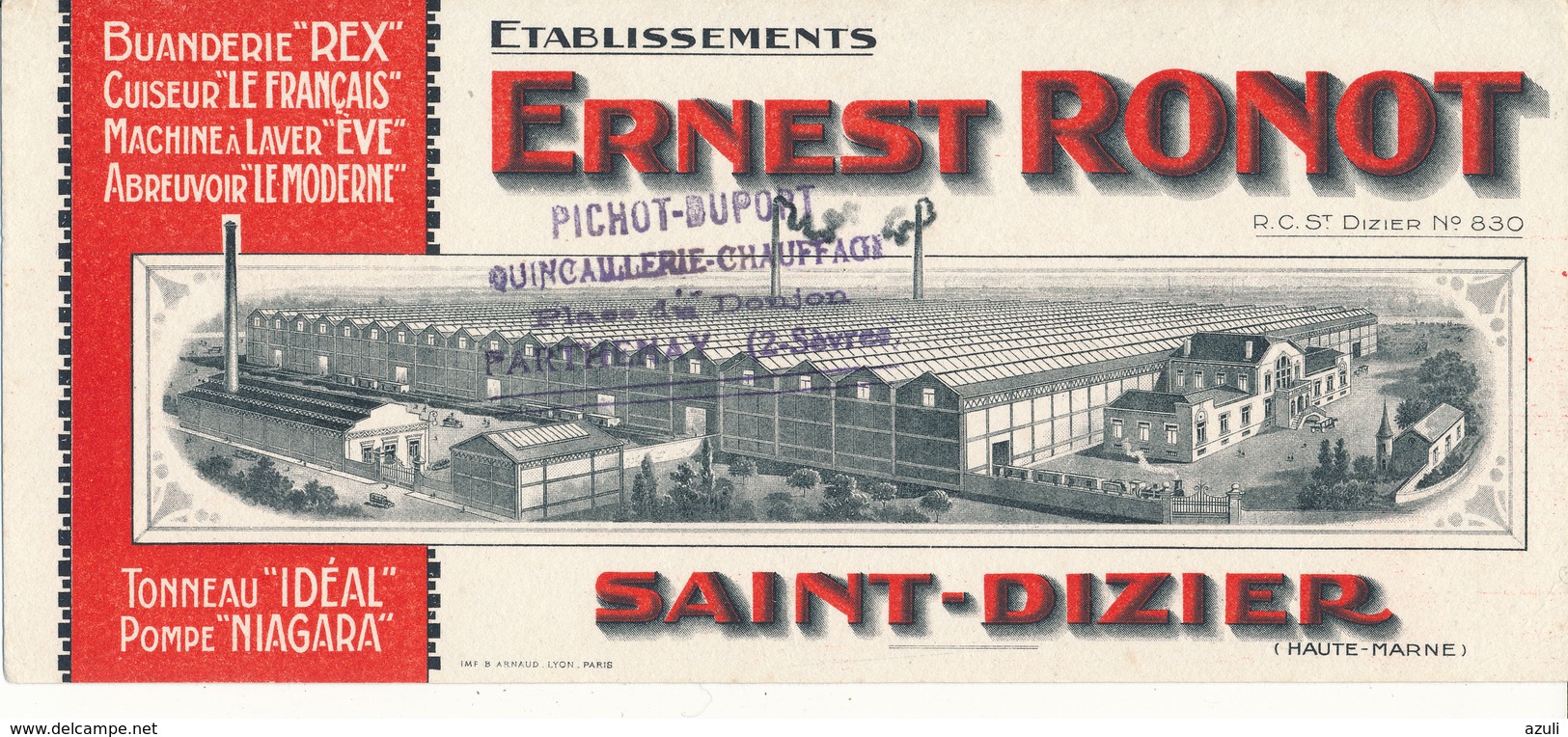 BUVARD - Etablissements Ernest Ronot - Saint Dizier, Haute Marne - Autres & Non Classés