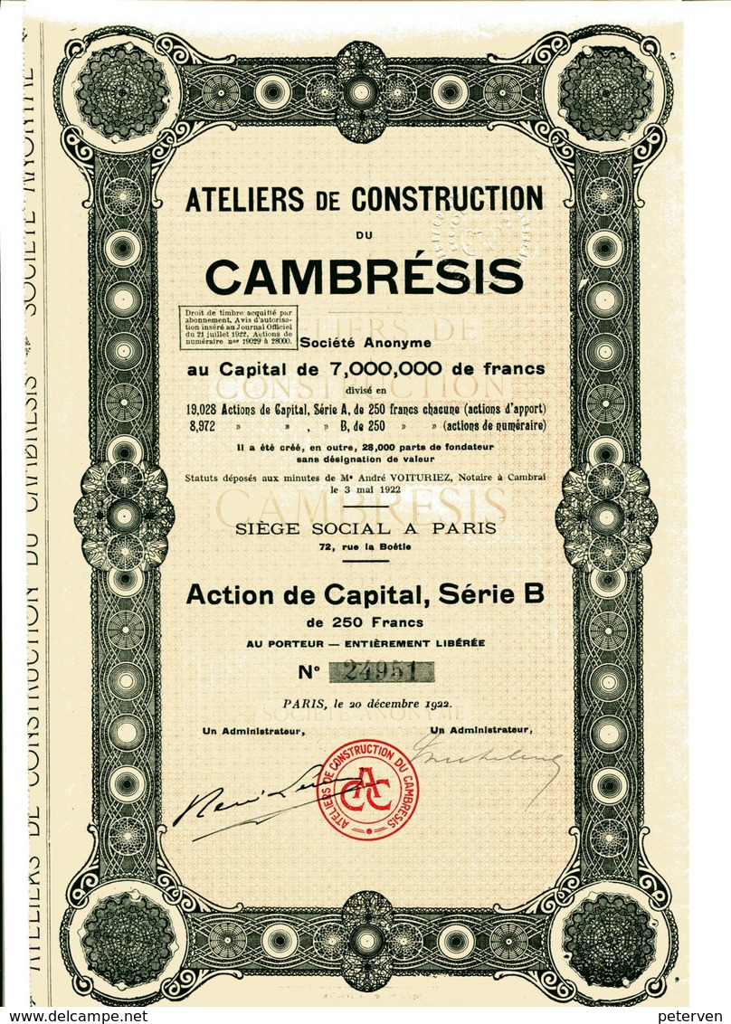 Ateliers De Construction De CAMBRÉSIS - Industrie