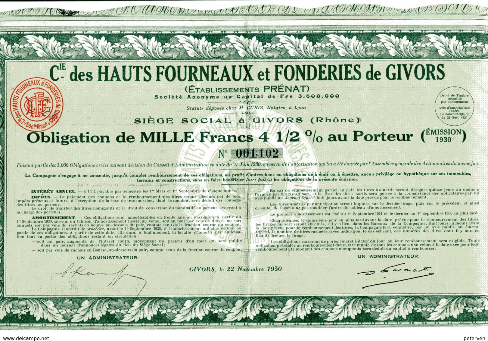 HAUTS FOURNEAUX Et FONDERIES De GIVORS (Éts. Prénat) - Industrie