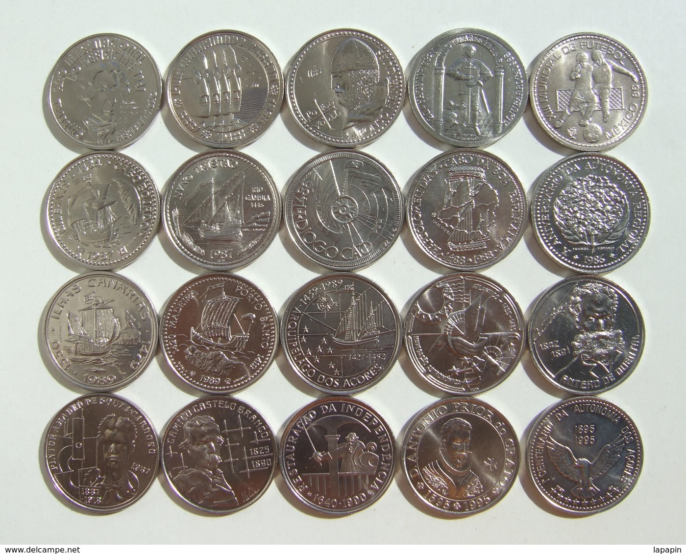 Lp PORTUGAL / AZORES - 1984 - 1995 - 100 Escudos Set UNC (20 Coins) - Portugal