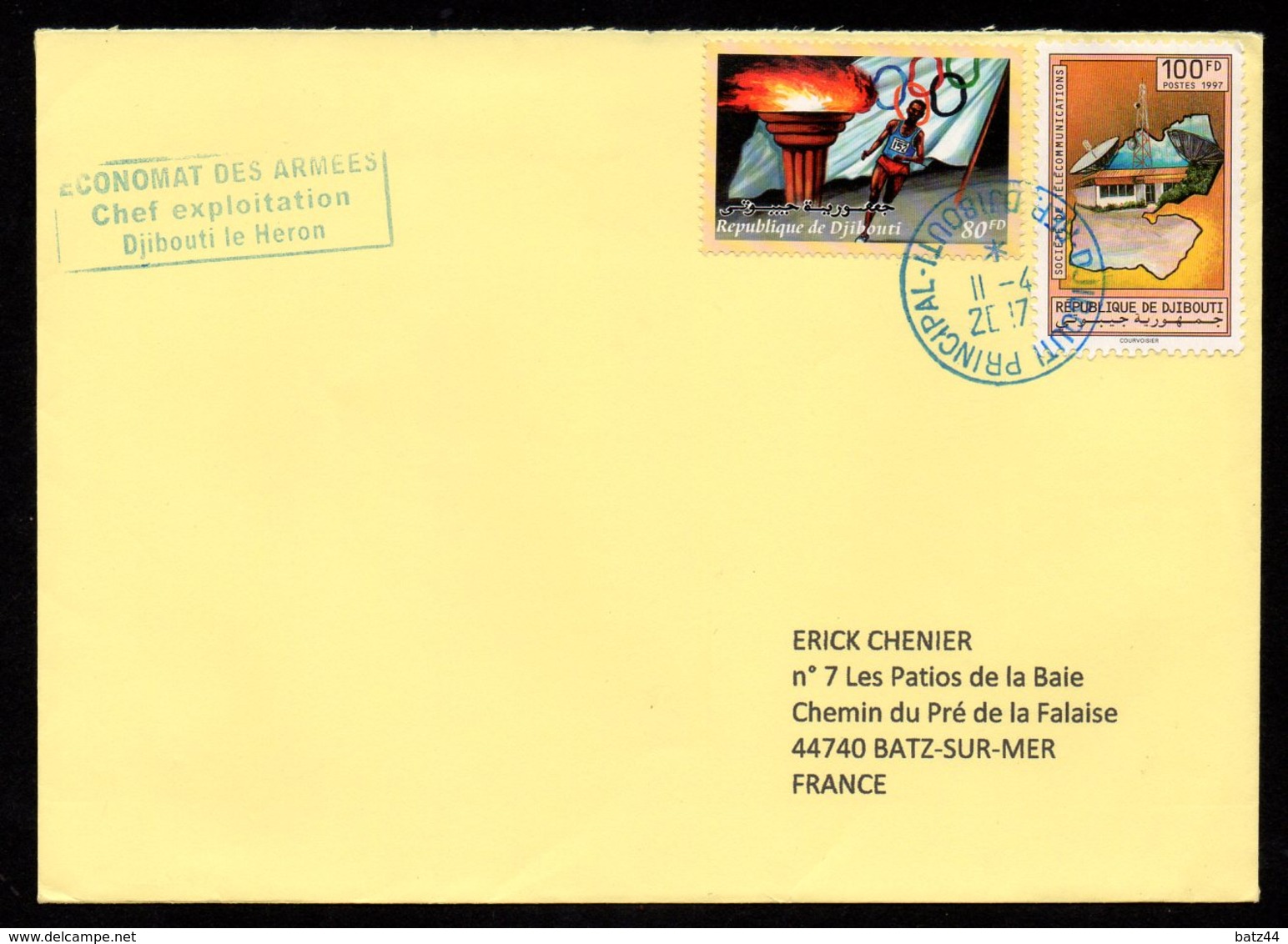 Enveloppe Du 11 04 2017 Djibouti Pour La France - Djibouti (1977-...)