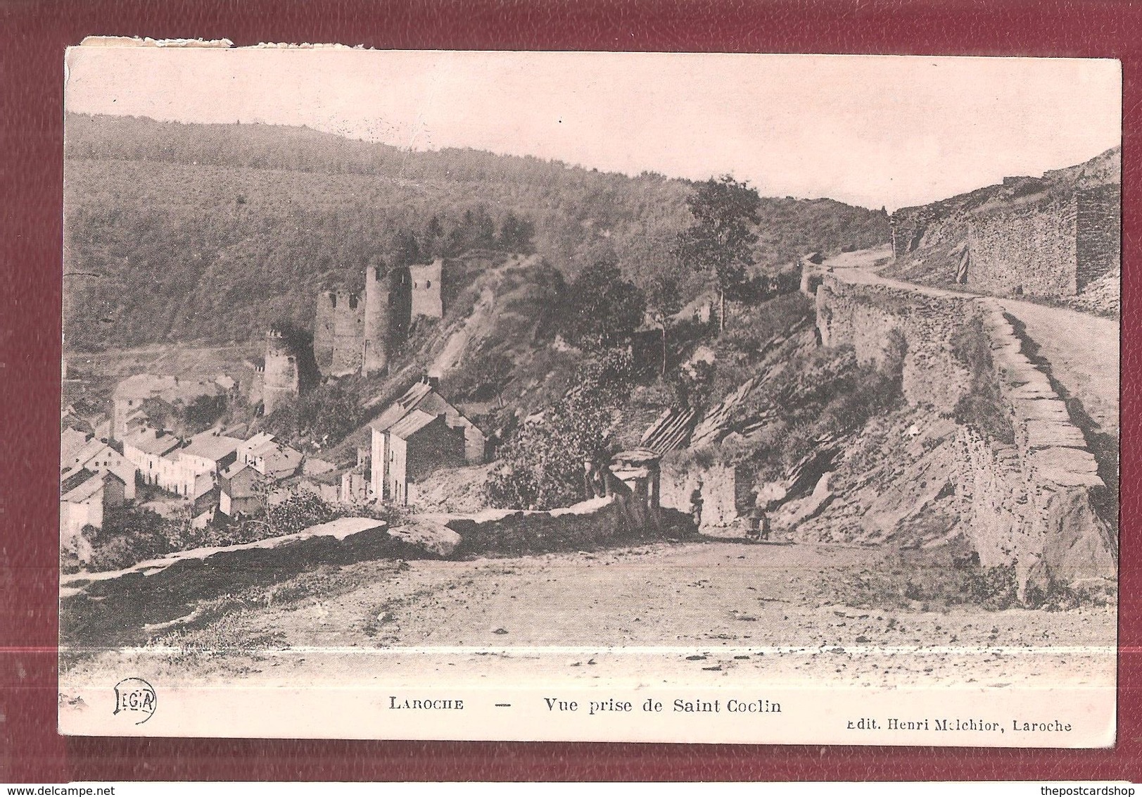 Laroche  VUE PRISE DE SAINT COCLIN  AVEC DEUX TIMBRES  + 410 A POSTMARK Used - La-Roche-en-Ardenne