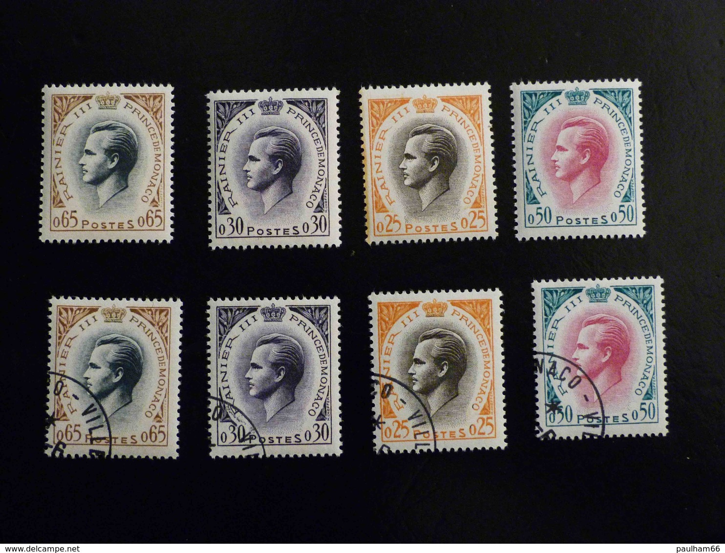 MONACO  LOT DE 8 TIMBRES  PRINCE RAINIER -  OBLITERES ET NON OBLITERES  - - Collections, Lots & Séries