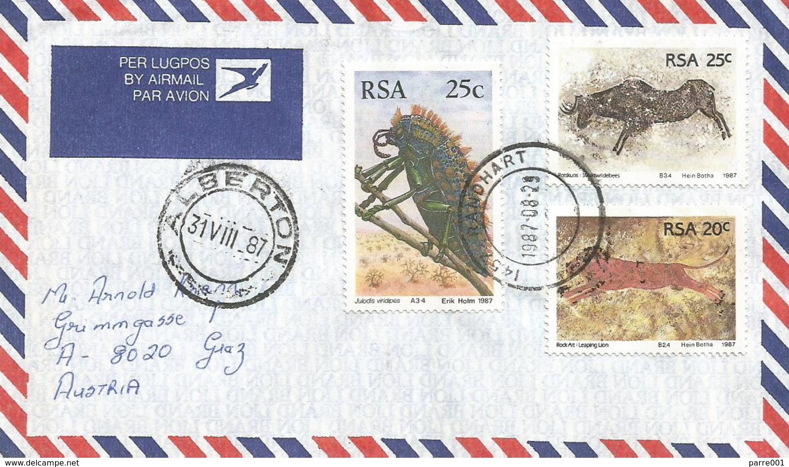 RSA South Africa 1987 Alberton Prehistory Cave Paintings Lion Wildebeest Beetle Insect Cover - Vor- Und Frühgeschichte