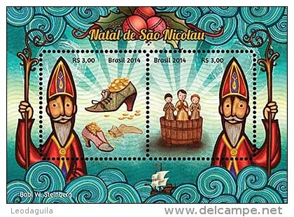 BRAZIL  2014  -  CHRISTMAS - SANTA CLAUS -   S/S - Unused Stamps
