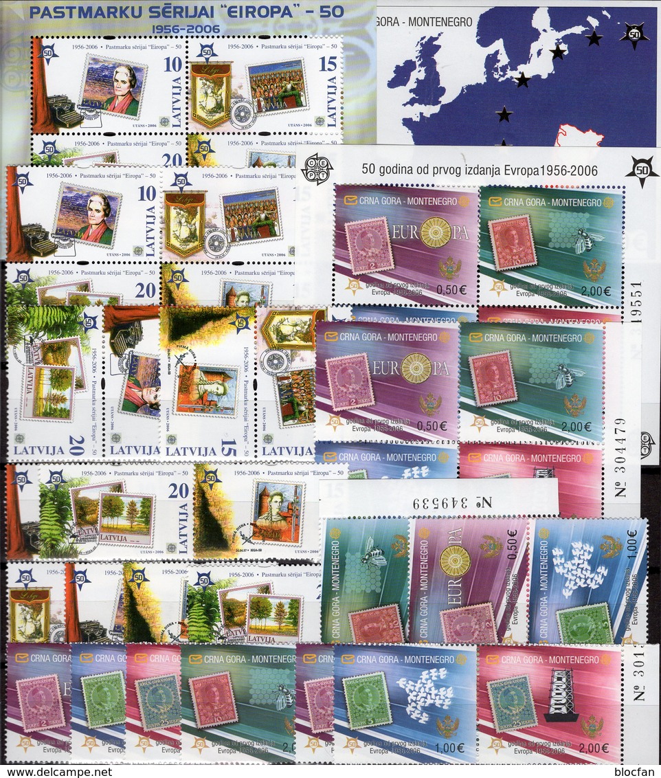 Perf.CEPT Crna Gora 108/1,ZD,VB+Bl.2A/3+Lettland 656/9,ZD,VB+Bl.21 ** 135€ Bloque Ss Blocs Se-tenant 50 Year EUROPA - Sammlungen