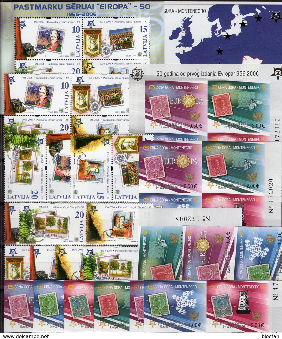 Imperf.CEPT Crna Gora 108/1,ZD,VB+Bl.2B/3+Lettland 656/9,ZD,VB+Bl.21 ** 439€ Hb S/s Blocs Se-tenants 50 Year EUROPA - Collections