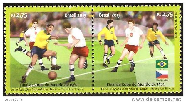 BRAZIL 2013  -  Brazil And The Czech Republic / Countries Of  Football  - Se Tenant 2v   Mint - Unused Stamps