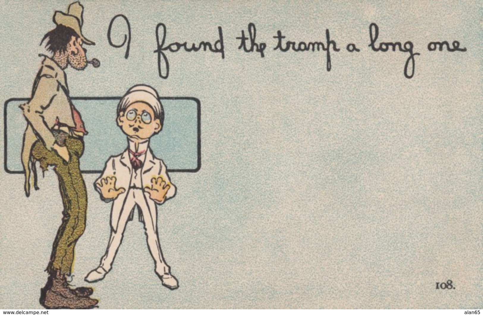 Artist Image Humor, 'I Found The Tramp A Long One', C1900s/10s Vintage Postcard - Humour