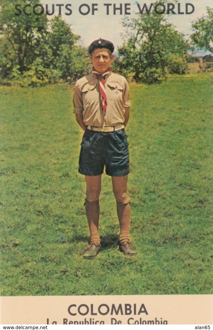 Boy Scouts Around The World, Scout Colombia Uniform, C1960s Vintage Postcard - Scoutisme