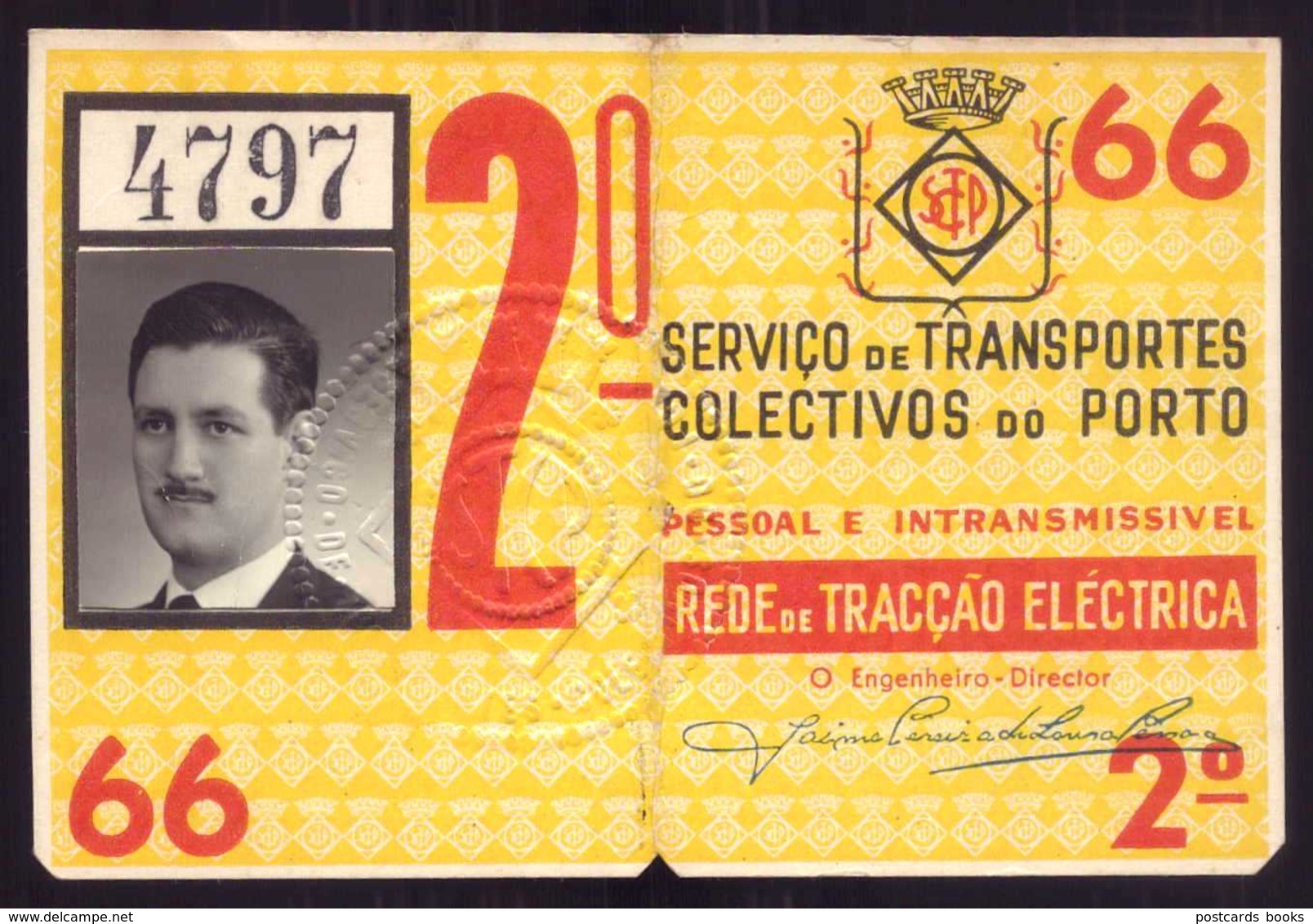 1959 Passe STCP Serviço De Transportes Colectivos Do PORTO Rede Tracção Electrica. Pass Ticket TRAM Portugal - Europa