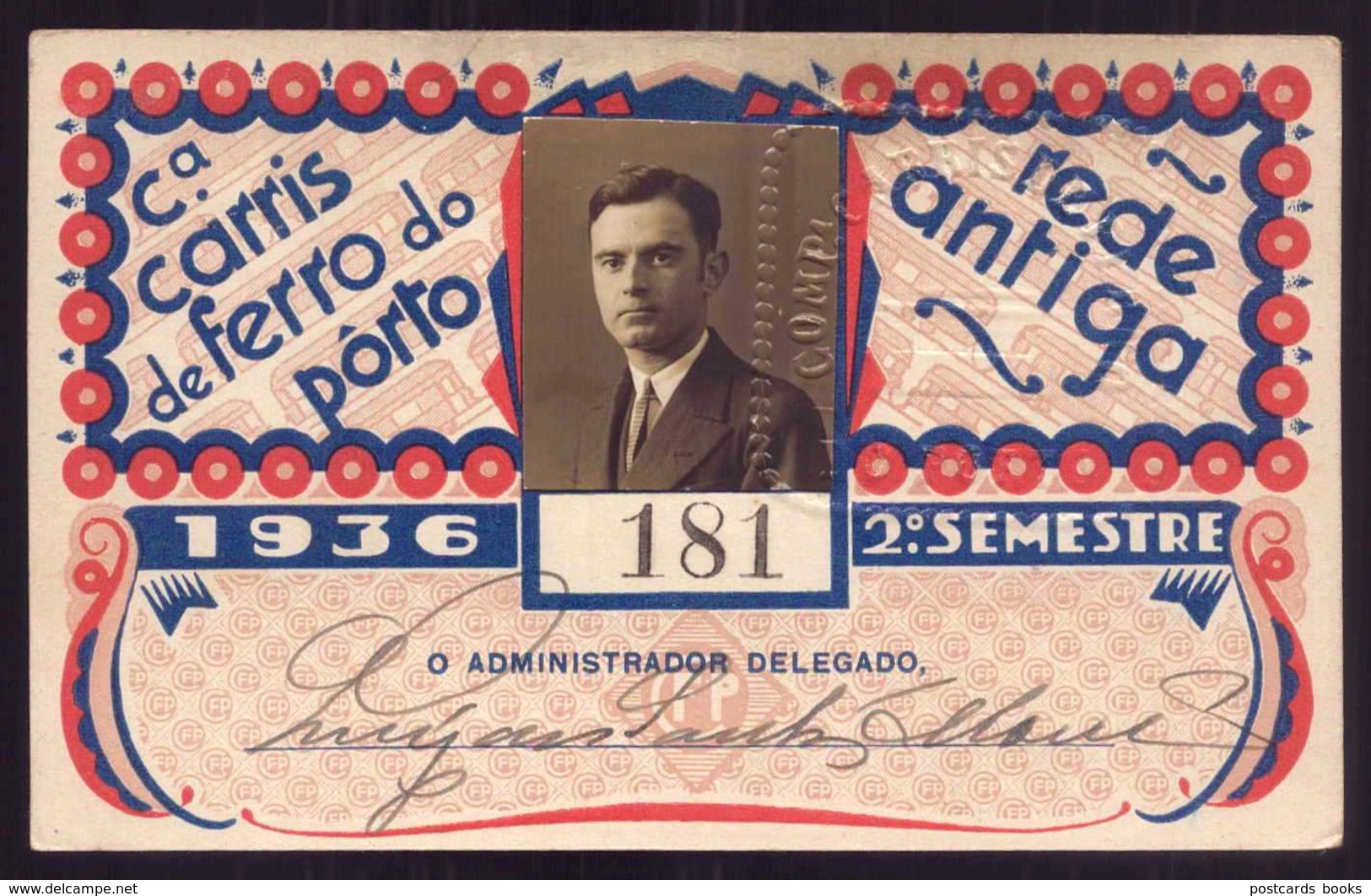 1936 Passe COMPANHIA Cª CARRIS De FERRO Do PORTO Rede Antiga 2º Semestre De 1936. Pass Ticket TRAM Portugal - Europe