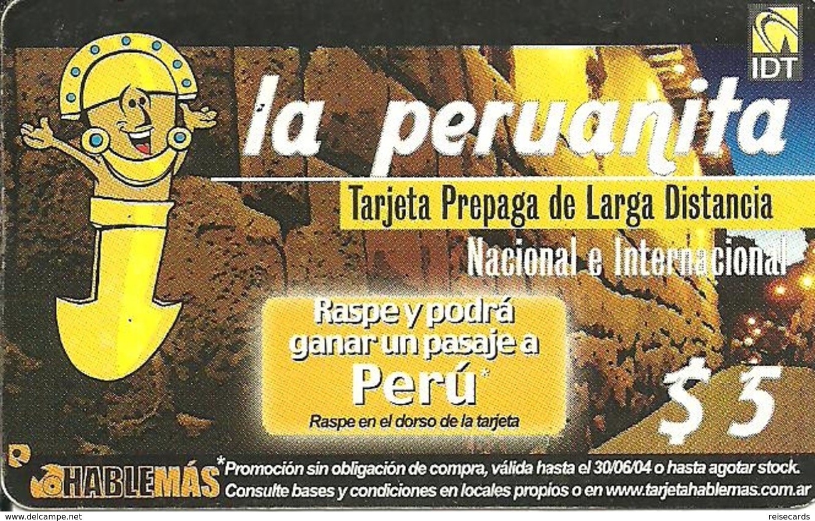 Argentina: Prepaid IDT La Peruanita Promotion , Producer Color-Graf - Argentinien