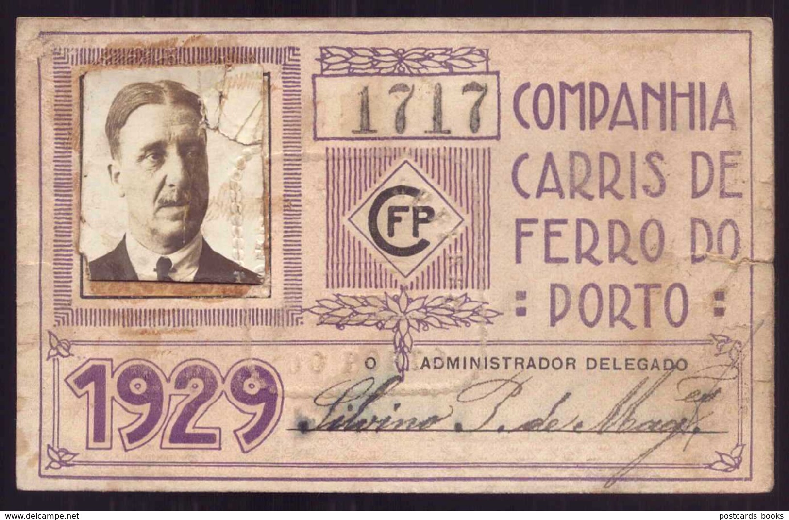 1929 Passe COMPANHIA Cª CARRIS De FERRO Do PORTO. Pass Ticket TRAM Portugal 1929 - Europe