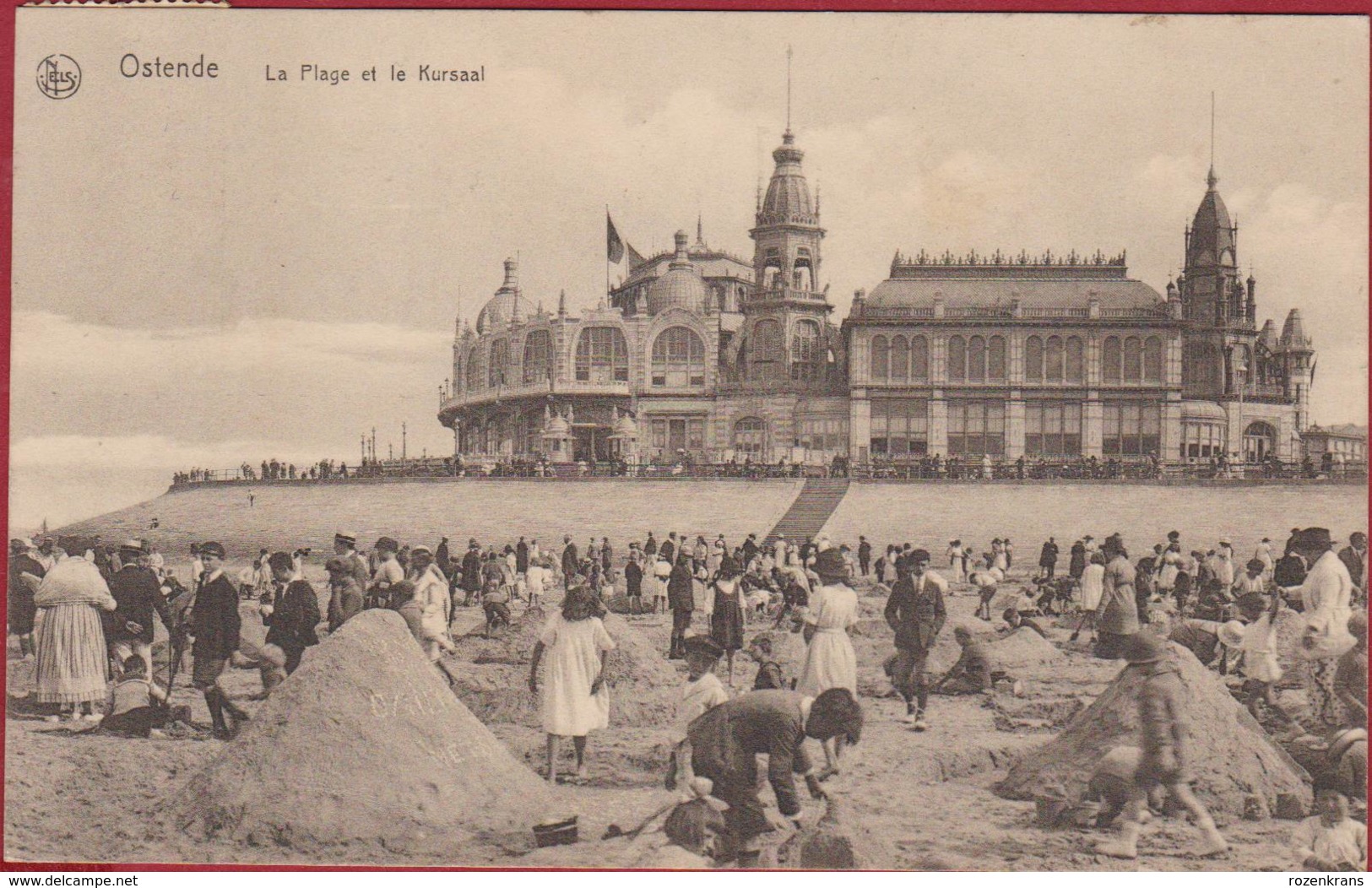 Oostende Ostende La Plage Et Le Kursaal 1923 Oude Postkaart Kinderen Enfants Strand (In Zeer Goede Staat) - Oostende