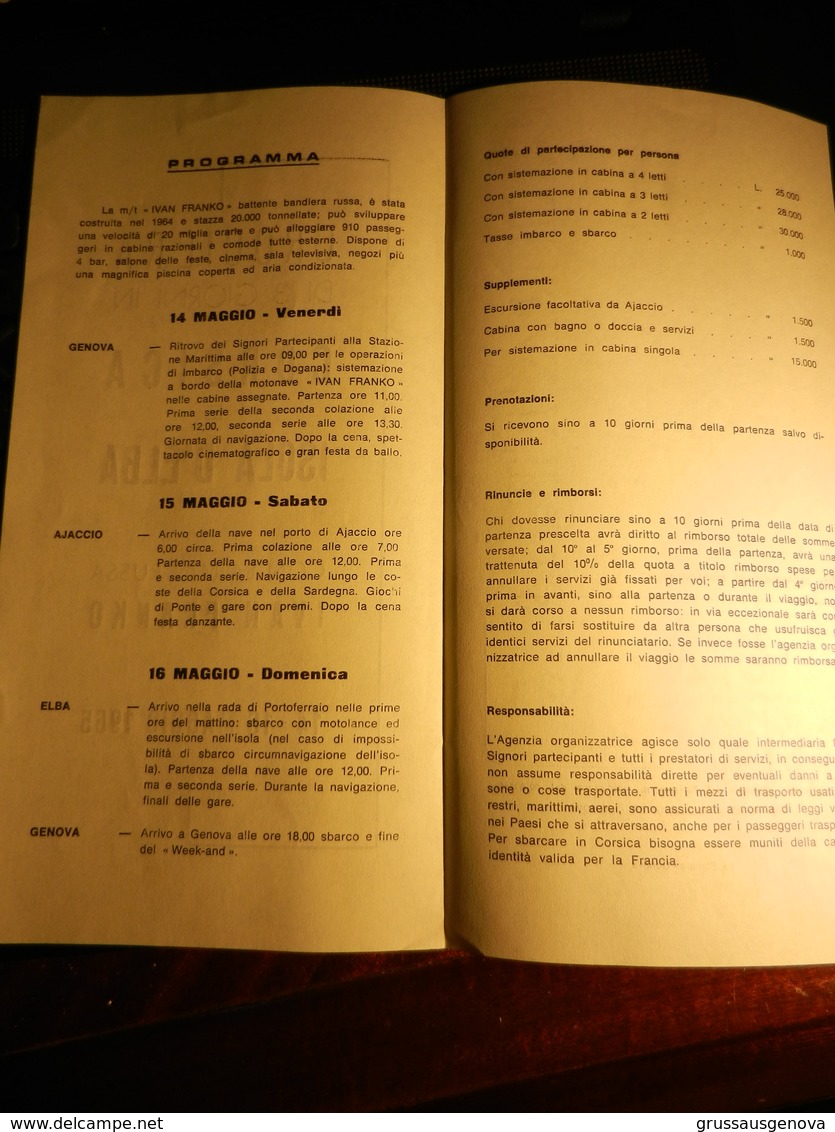 8d) MOTONAVE IVAN FRANKO CROCIERA CORSICA E ISOLA ELBA 1965 PROGRAMMA - Programmi