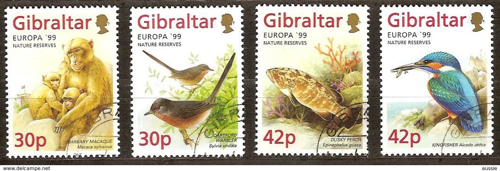 Gibraltar 1999 Yvertn° 853-856 (o) Oblitéré Cote 8 Euro CEPT Europa Faune - Gibraltar