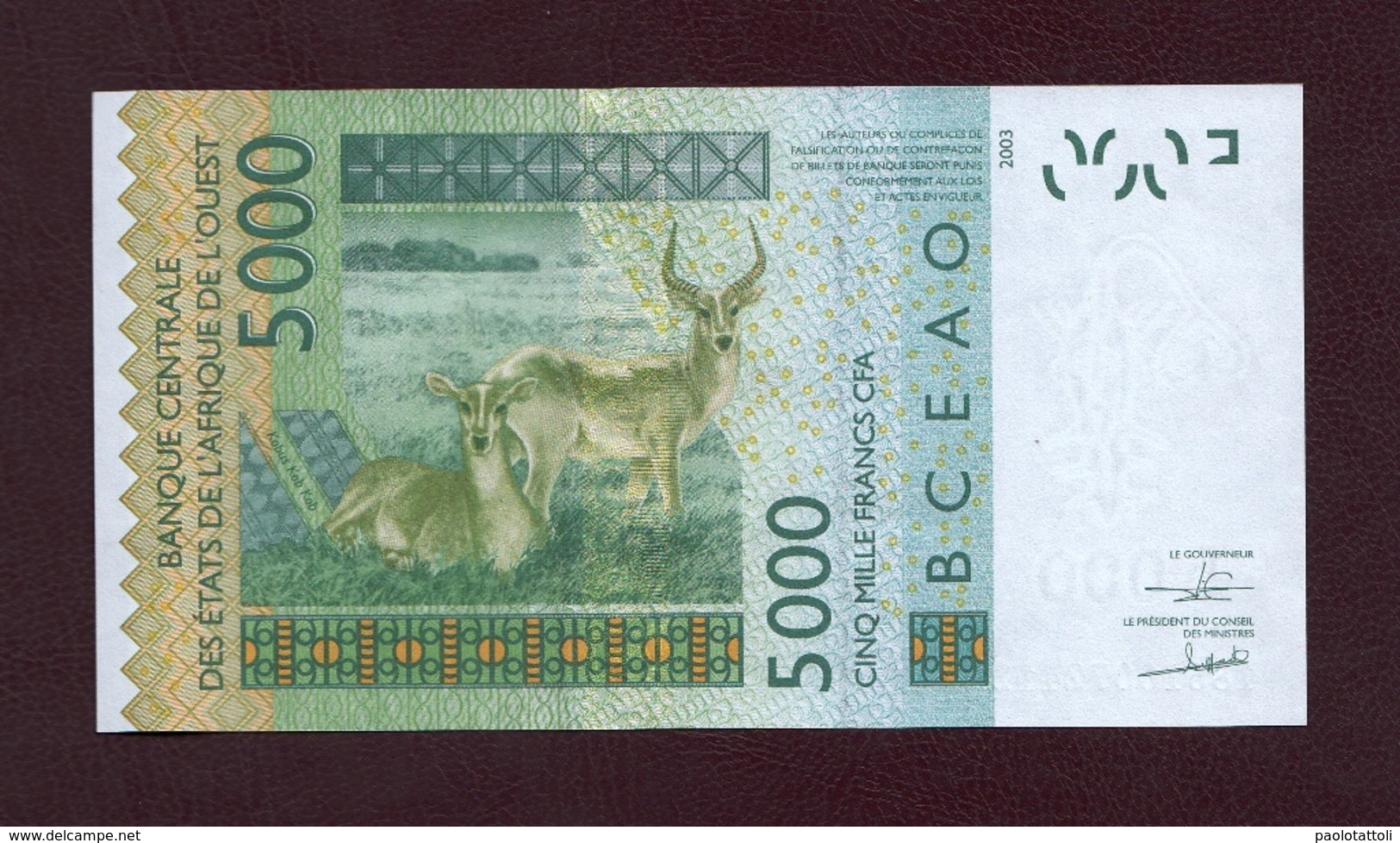 Senegal, 2003. Banque Centrale Des Etats De L'Afrique Del' Ouest. 5000 Francs CFA. - Sénégal
