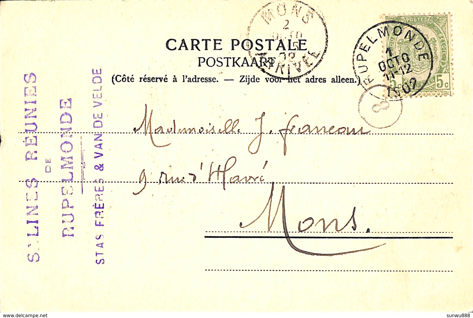 Les Salines Réunies De Rupelmonde (1902, Cachet De La Société, Signature Mr Stas) - Kruibeke