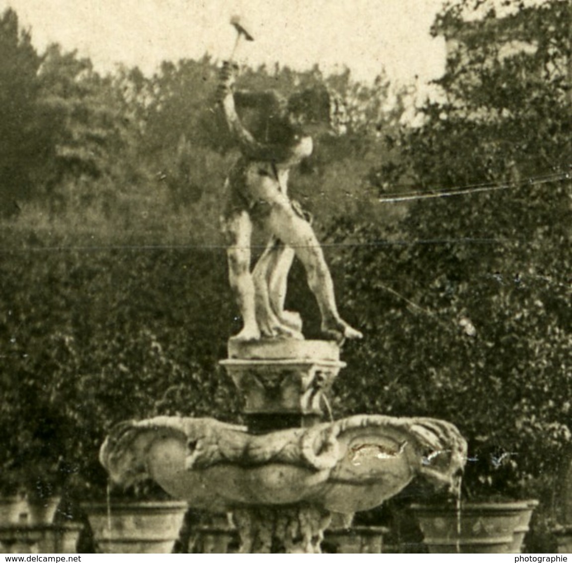 Italie Florence Jardins Boboli Fontaine De Neptune Anciene Stereo Photo SIP 1900 - Stereoscopic