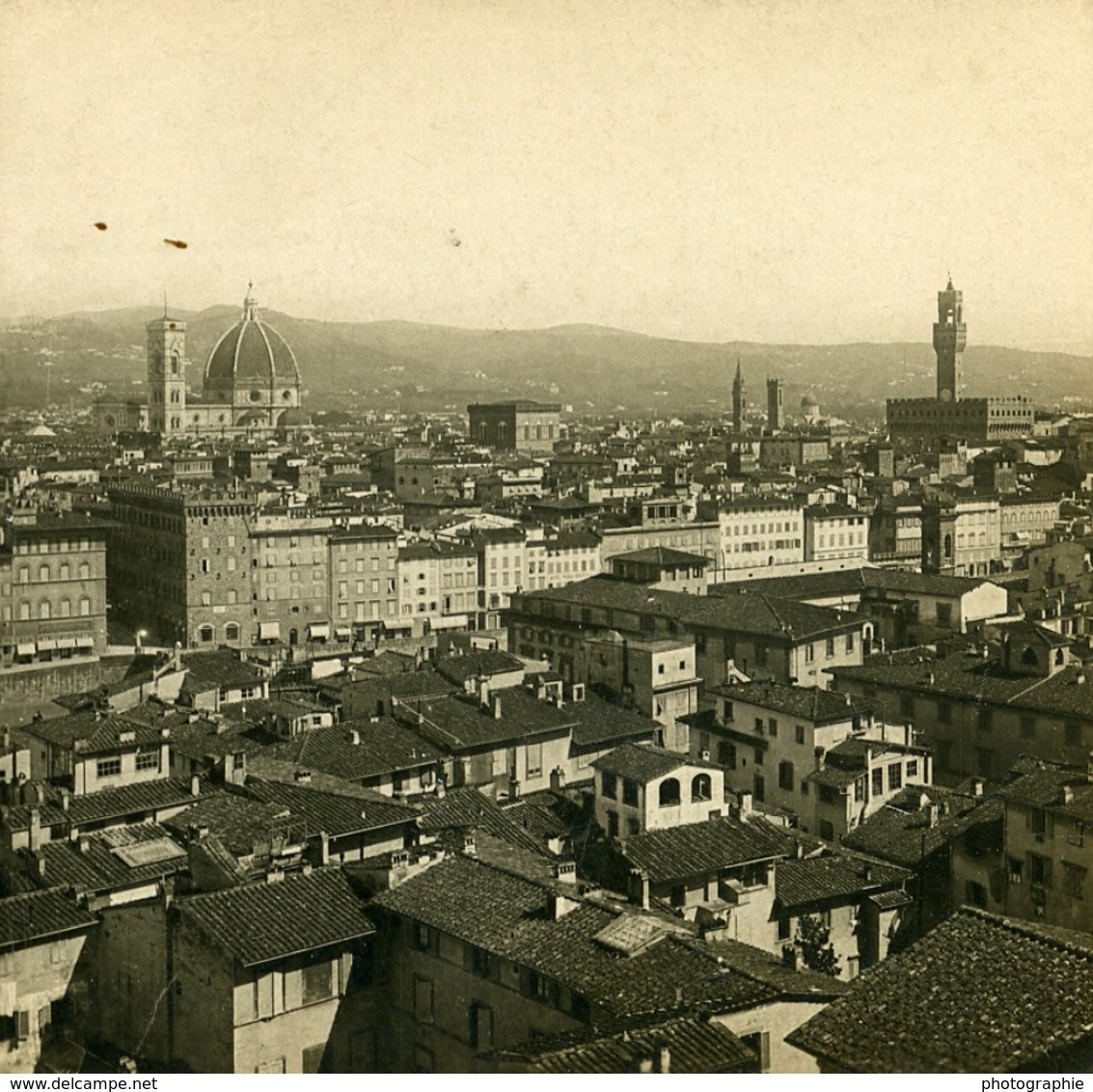 Italie Florence Panorama Depuis San Spirito Anciene Stereo Photo SIP 1900 - Fotos Estereoscópicas