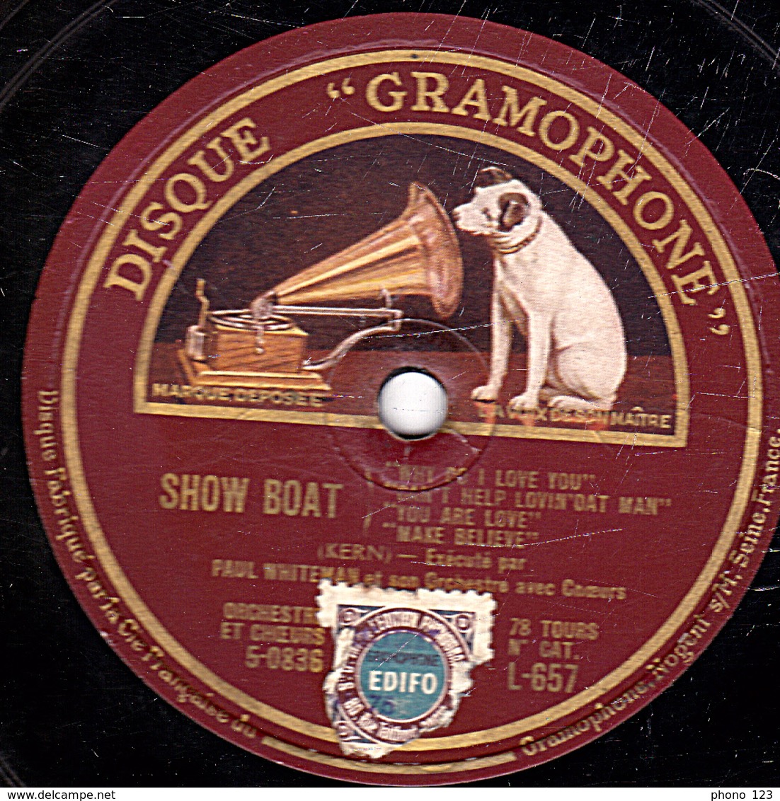 78 Trs - 30 Cm - état B - SHOW BOAT - "OL' MAN RIVER" Chanté Par PAUL ROBESON - PAUL WHITEMAN ET SON ORCHESTRE - 78 Rpm - Schellackplatten