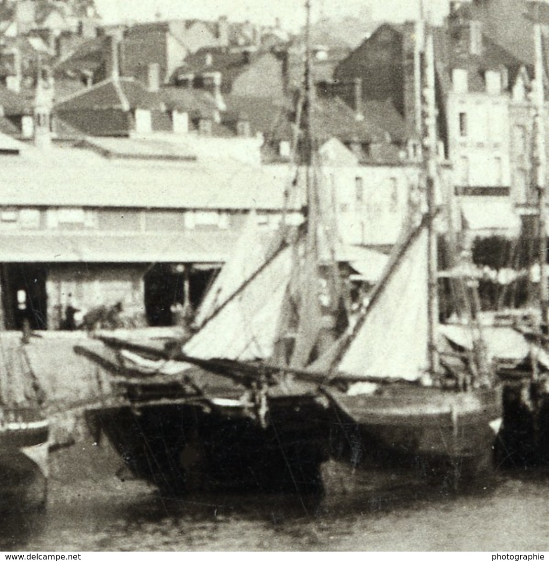 France Trouville La Touques à Marée Basse Voiliers Ancienne Photo Villeneuve 1900 - Anciennes (Av. 1900)