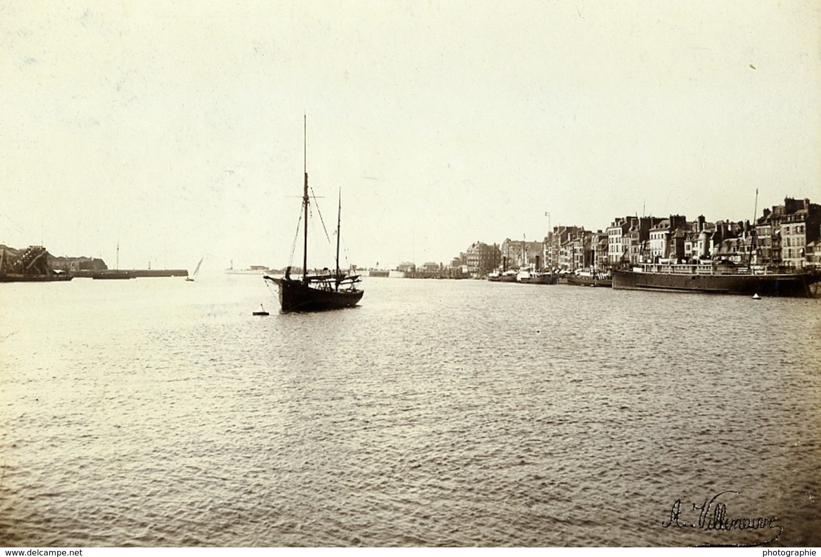 France Le Havre Vue De L'avant-port Bateau Ancienne Photo Villeneuve 1900 - Old (before 1900)