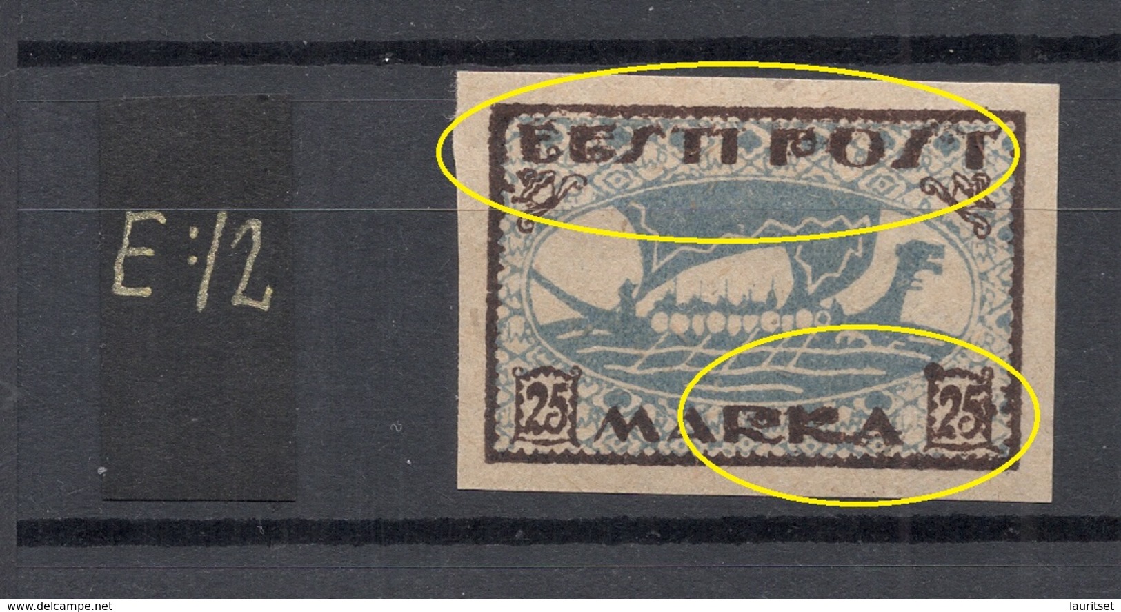 ESTLAND Estonia 1920 Michel 24 B E: 12 ERROR Abart * - Estonie