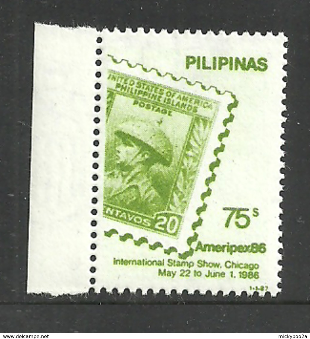 PHILIPPINES 1986 AMERIPEX STAMP ON STAMP SET REPRINT MNH - Philippines