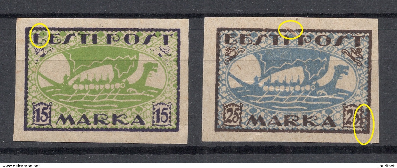 ESTLAND Estonia 1920 Michel 23 - 24 B + ERROR Abart * - Estonie