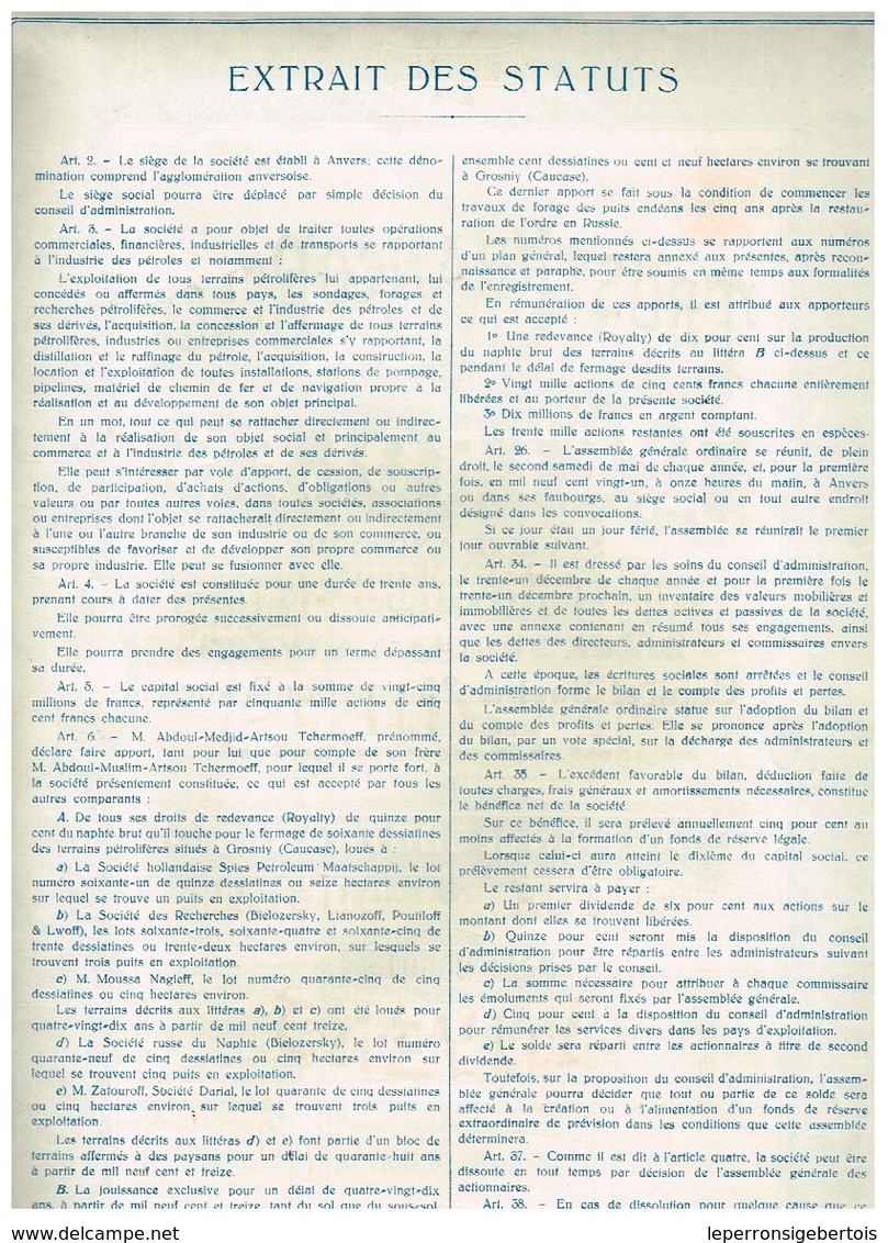 Ancienne Action - Trust Franco Belge Des Pétroles - Titre De 1920 - - Pétrole