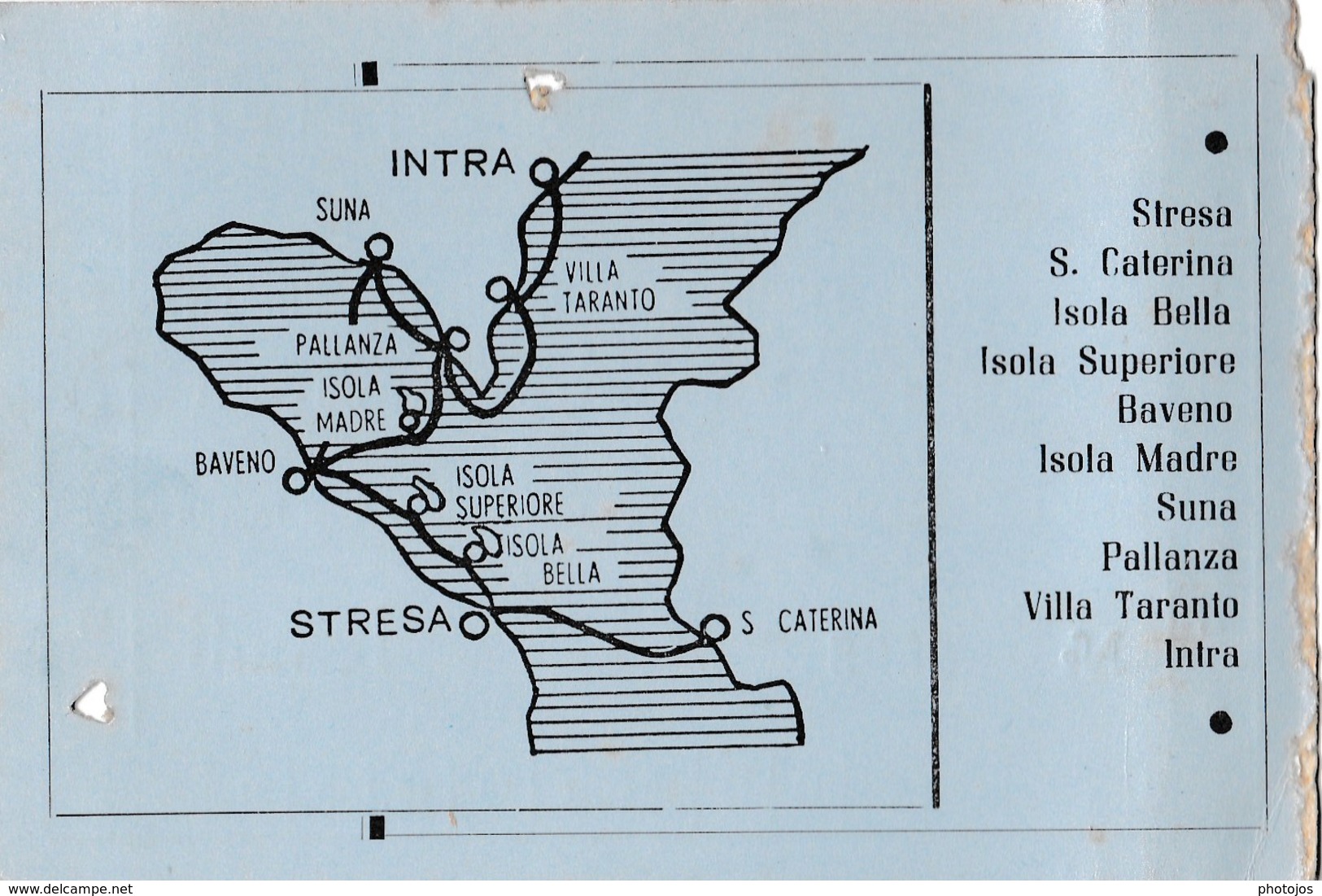 Lago Maggiore   Navigazione Tessera Di Libera Circolazione  Stresa Baveno, Pallanza Mappa - Sonstige & Ohne Zuordnung