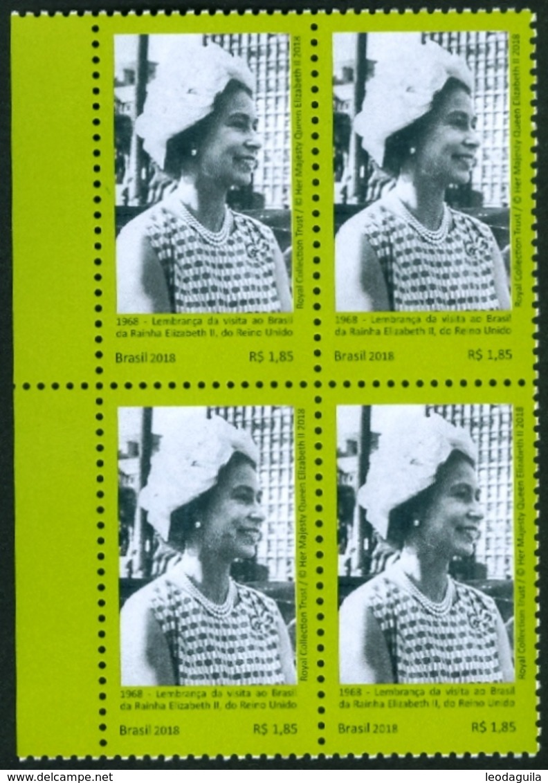 BRAZIL 2018 -  QUEEN ELIZABETH  II  -  BLK OF 4  -   MNH - Unused Stamps