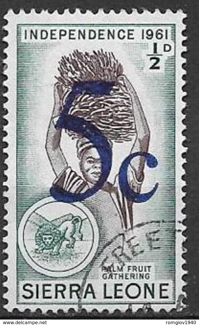 COLONIE INGLESI  SIERRA LEONE 1964-65 FRANCOBOLLI SOPRASTAMPATI YVERT. 263  USATO VF - Sierra Leone (1961-...)