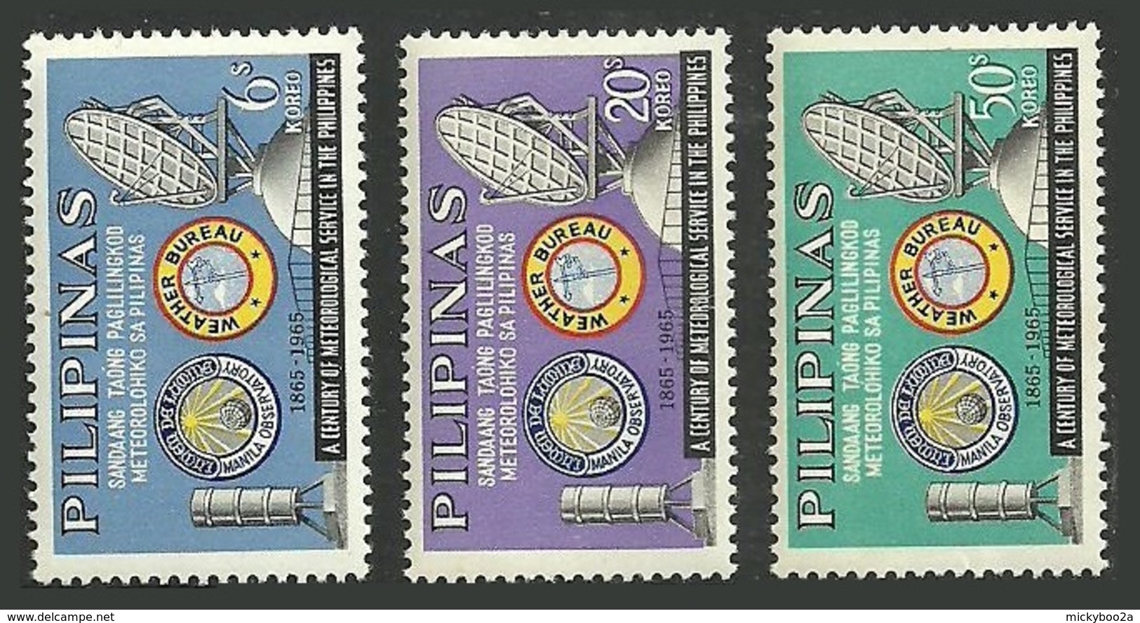 PHILIPPINES 1965 METEOROLOGICAL SERVICE WEATHER BUREAU ANNIVERSARY SET MNH - Philippines