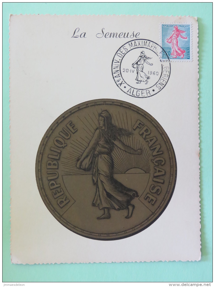 Algeria 1960 Maxicard ""Semeuse"" Sower Coin - Algerien (1962-...)