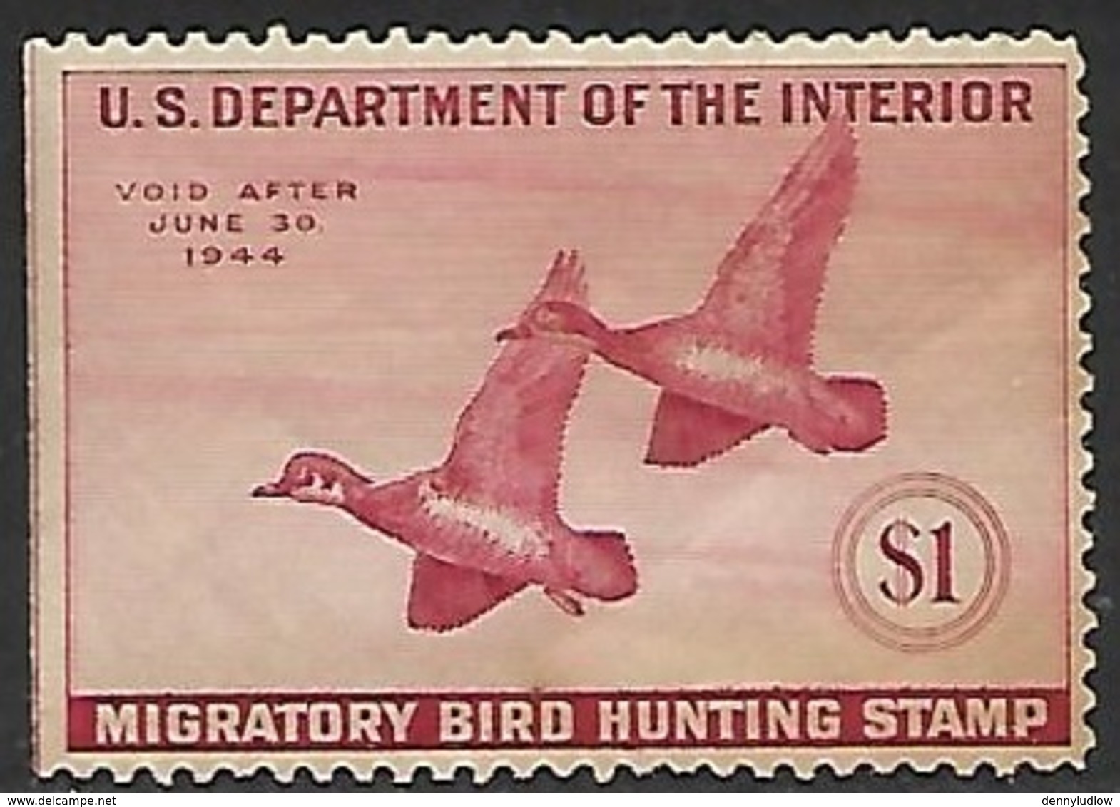 US 1943   RW10  $1  Wood Duck  Hunting Stamp MNH   2016 Scott Value $120 - Duck Stamps