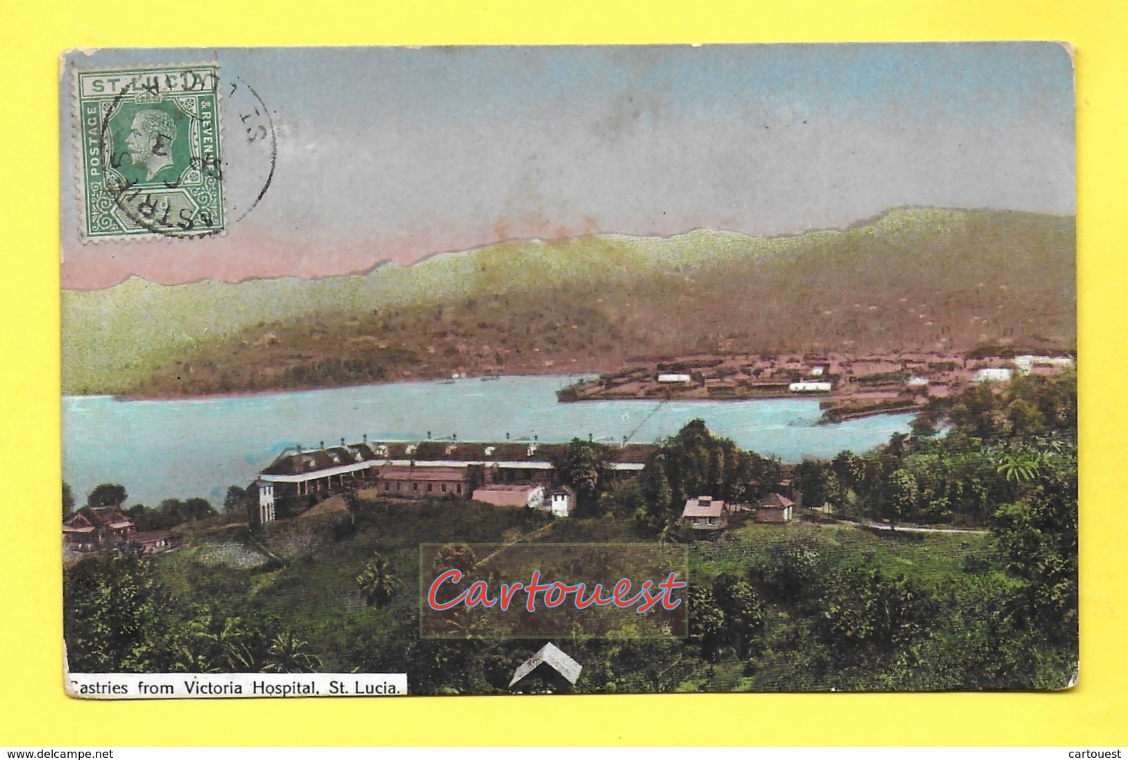 CPA SANTA LUCIA CASTRIES Ste Lucie From Victoria Hospital  - 1914  ( Timbrée King Georges V 1/2d Penny ) Chromo - Saint Lucia