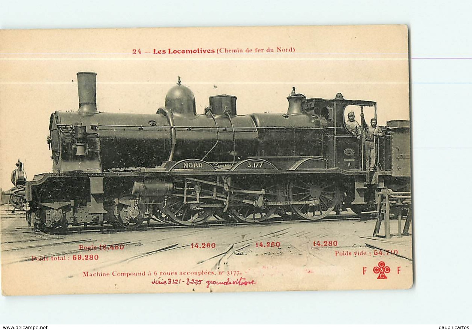 Cie Du NORD - Machine  Compound 3177 - Les Locomotives  , Ed. Fleury - 2 Scans - Matériel