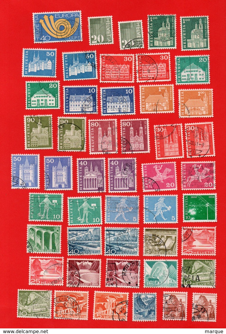 Lot De 48 Timbres HELVETIA SUISSE Oblitérés - Collections