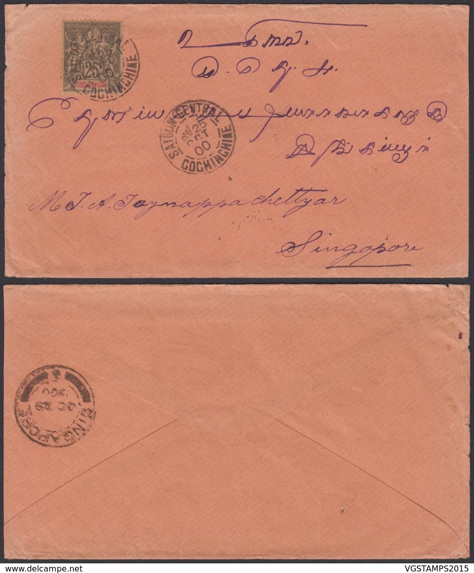 Colonies Françaises - Indochine - Lettre - Yvert N°10 De Saigon Central 25 OCT 1900 Vers Singapour (6G18538) DC0866 - Brieven En Documenten