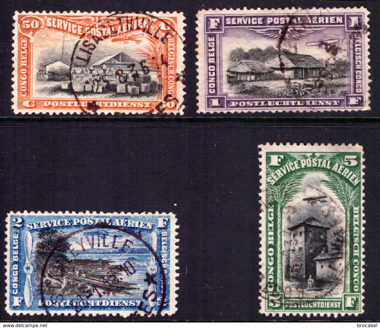 Congo PA 0001/4(o) Paysage Survolé Par Un Avion Centre Noir - Used Stamps