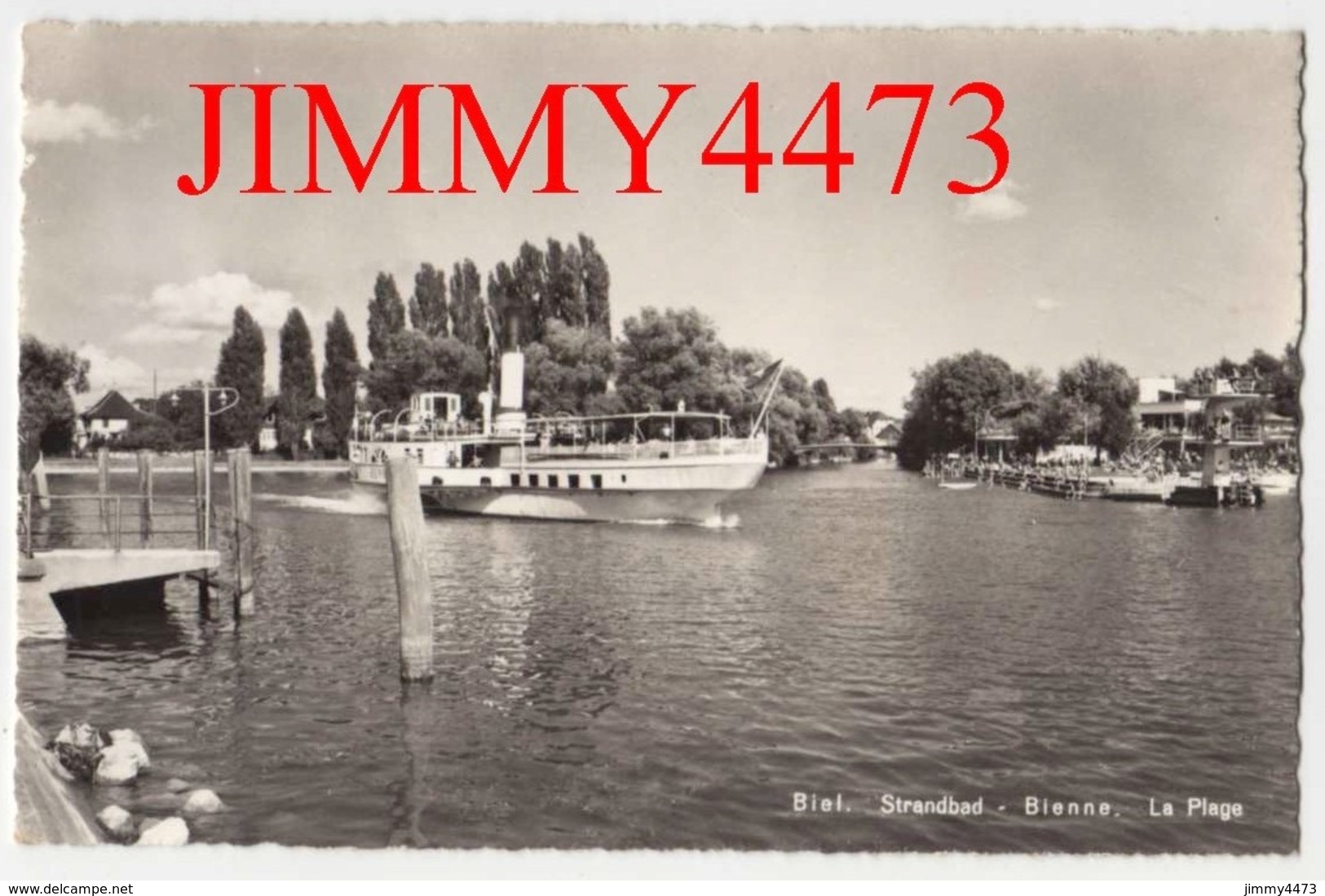 CPSM Dentelées - La Plage, Bateau - BIEL Srandbad - BIENNE  BE Berne Suisse - N° 8337 - Photo Wehrli AG - Bern