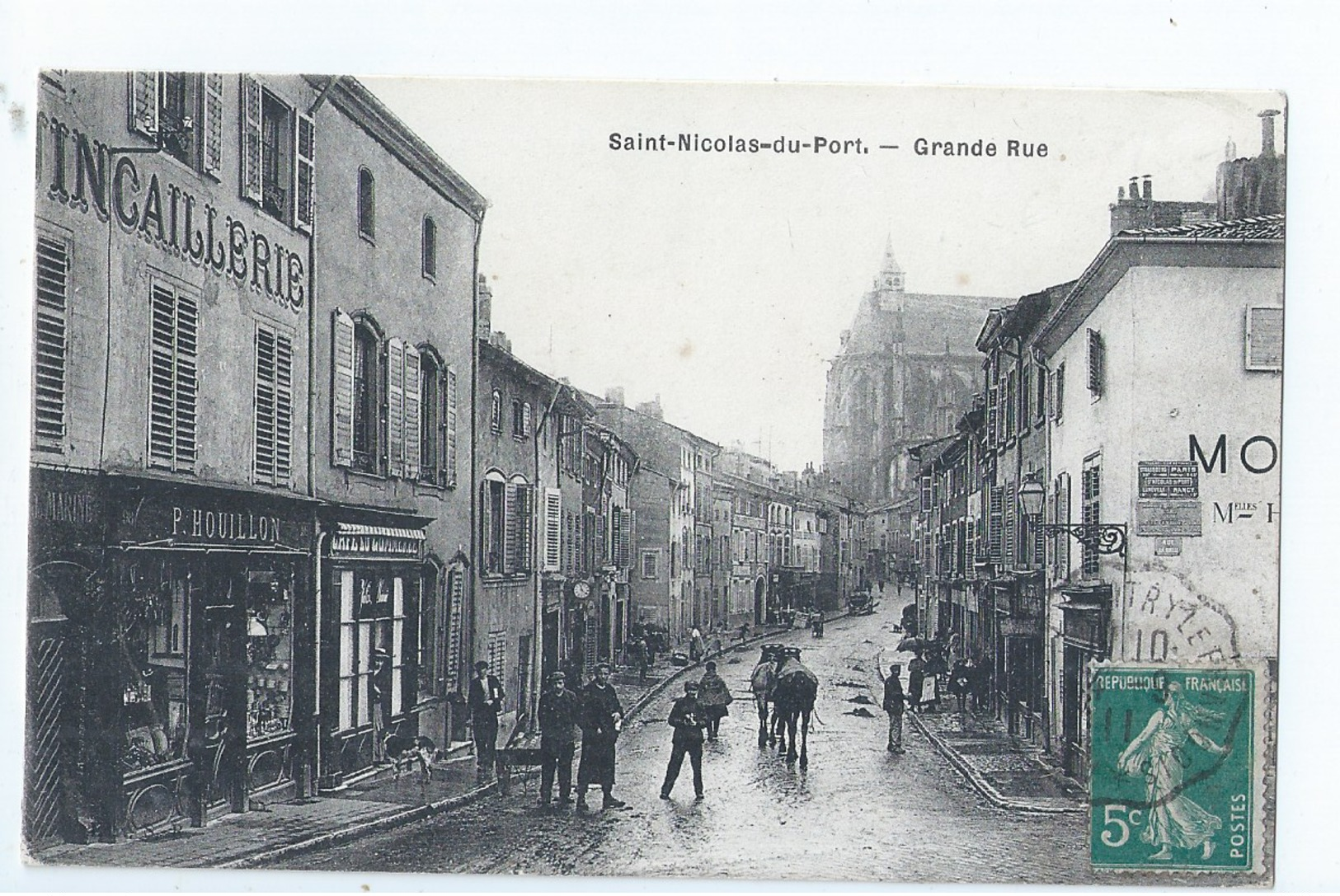 Cpa - 54 -     - Saint-nicolas-du-port -   - Grande Rue -  - Animation -  - 1911 - - Saint Nicolas De Port