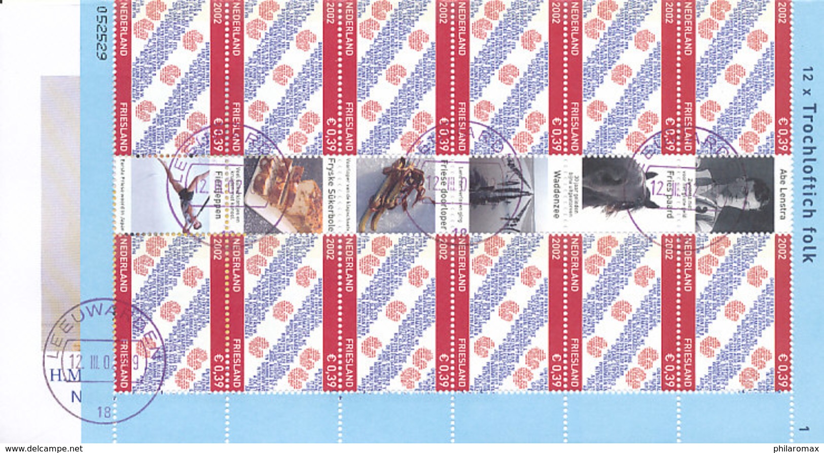 DC-1526 - FDC NEDERLAND 2002 - PROVINCIEZEGELS - COMPLEET VEL OP KLEINE COVER - STEMPEL LEEUWARDEN - FRIESLAND - FDC