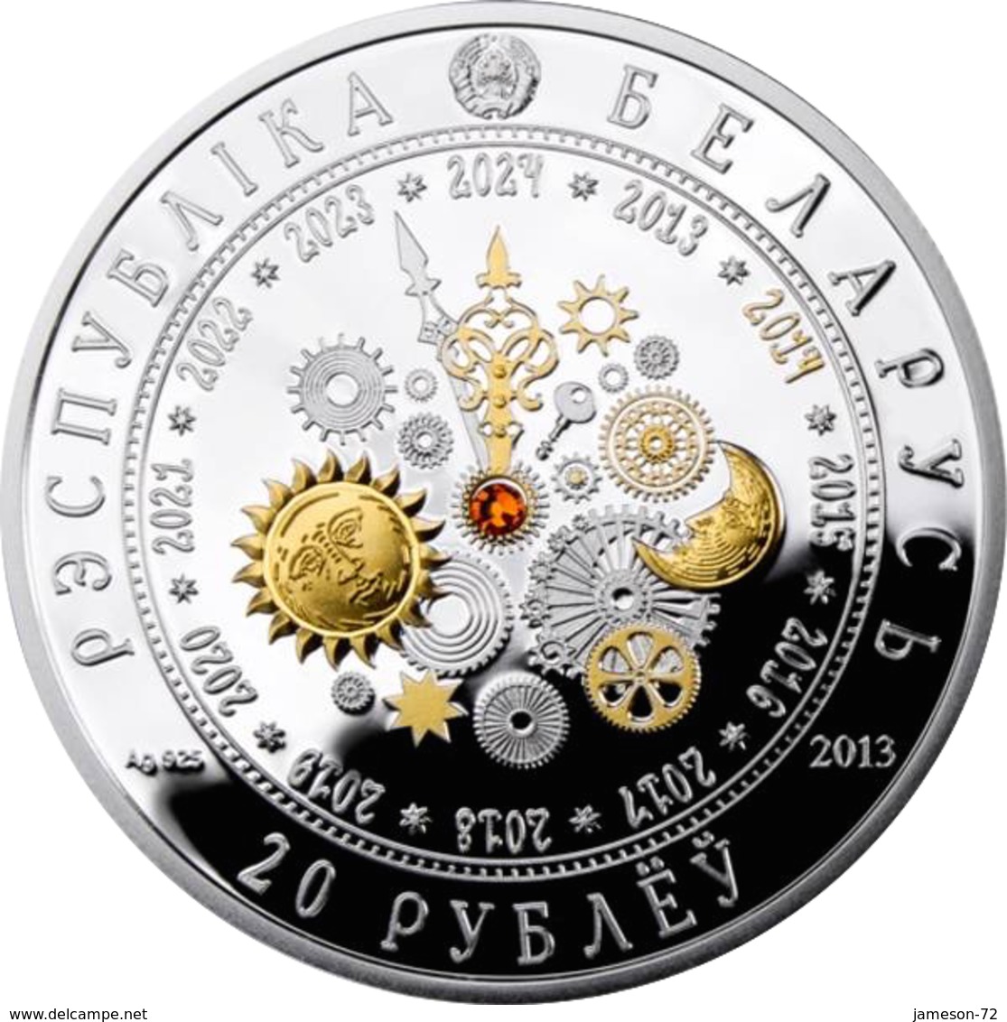 BELARUS - Gold Plated Silver With Swarovski Crystal 20 Rubles 2014 & COA - Edelweiss Coins - Belarús