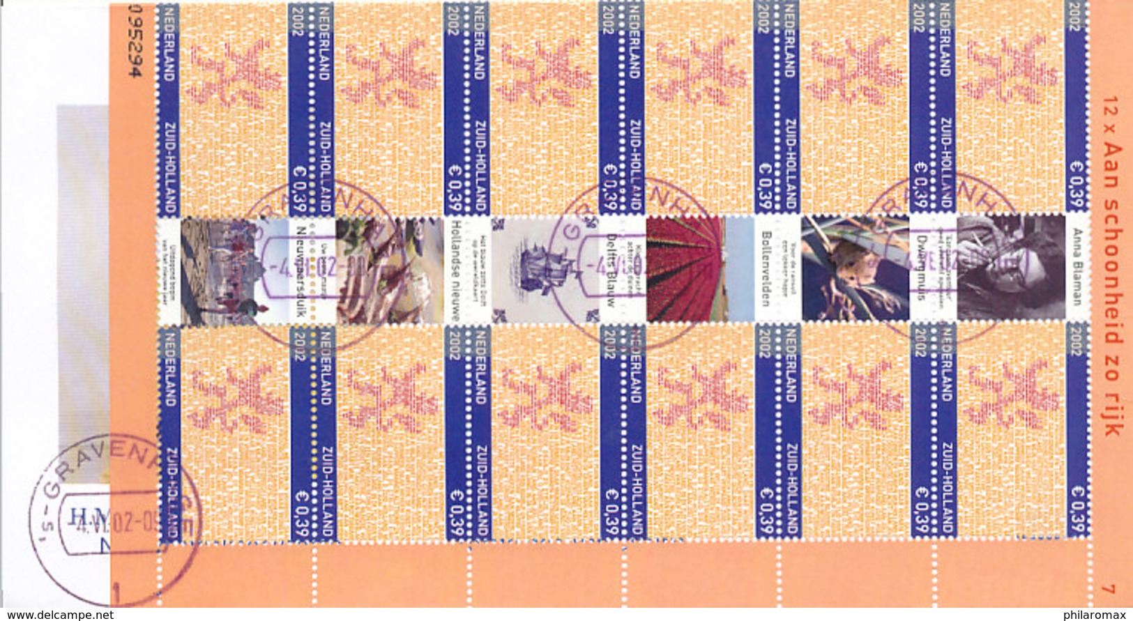 DC-1532 - FDC NEDERLAND 2002 - PROVINCIEZEGELS - COMPLEET VEL OP KLEINE COVER - STEMPEL 's-GRAVENHAGE - ZUID HOLLAND - FDC