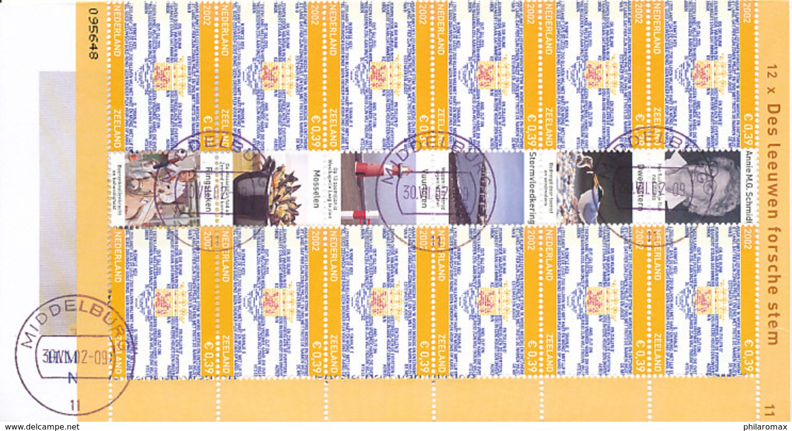 DC-1536 - FDC NEDERLAND 2002 - PROVINCIEZEGELS - COMPLEET VEL OP KLEINE COVER - STEMPEL MIDDELBURG - ZEELAND - FDC